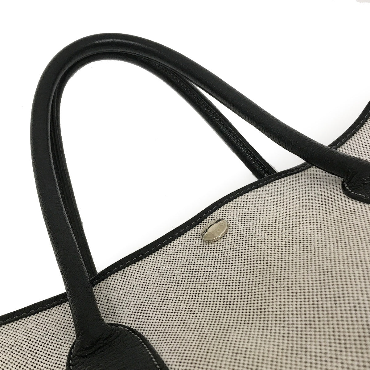 Hermès Garden Party PM Tote Bag Shoulder Bag Toile H Leather Light Gray x Black □C Stamp 1999