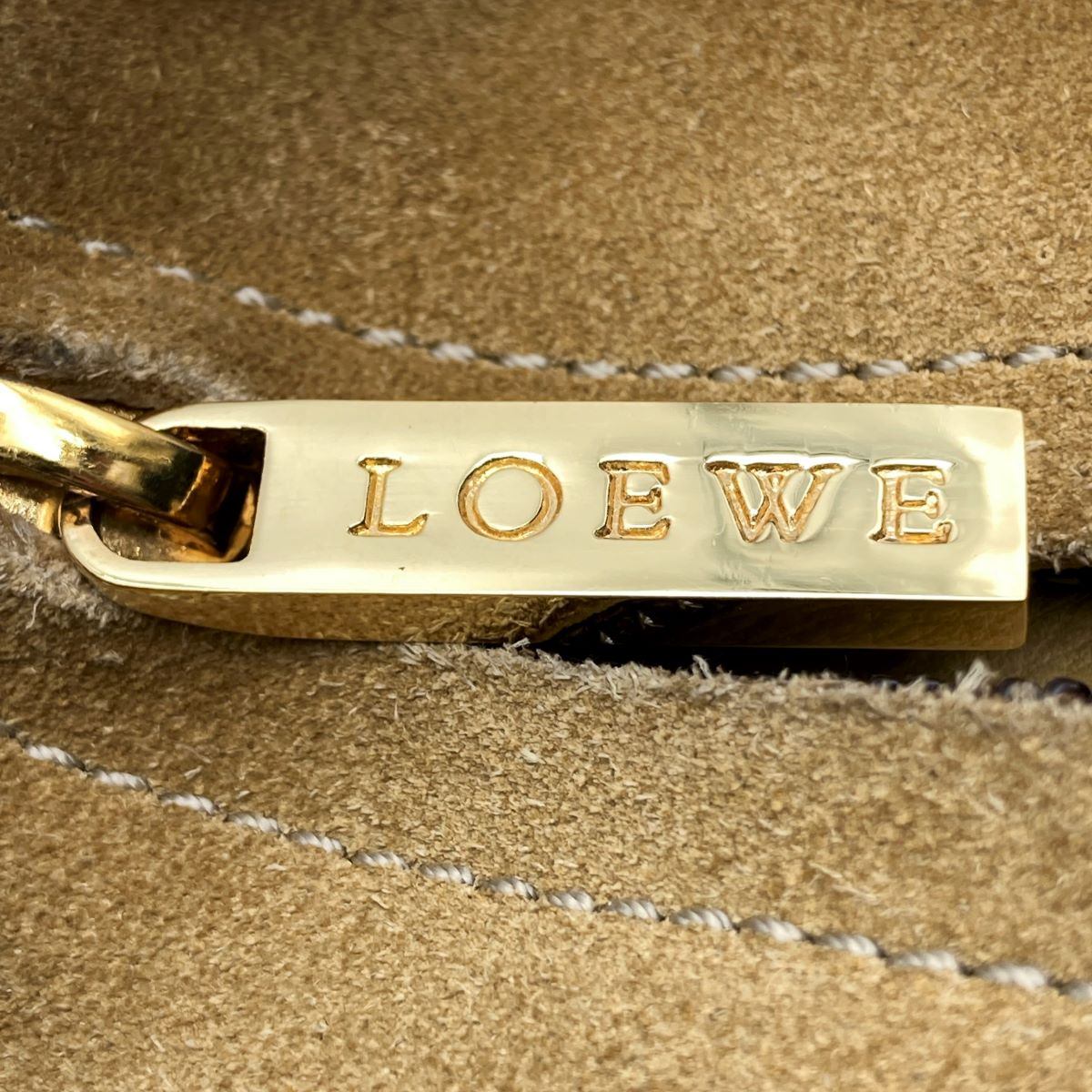 Loewe handbag in beige suede with pouch