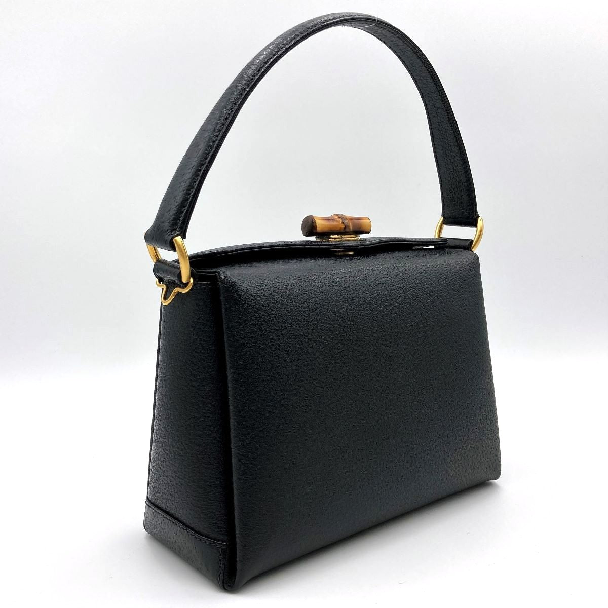 Gucci 000 2046 Bamboo Turnlock Handbag in Old Gucci Leather and Black