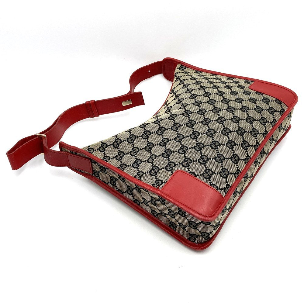 Gucci 001 4205 Shoulder Bag Brown/Red Brown/GG Canvas/Leather Brand Item Used