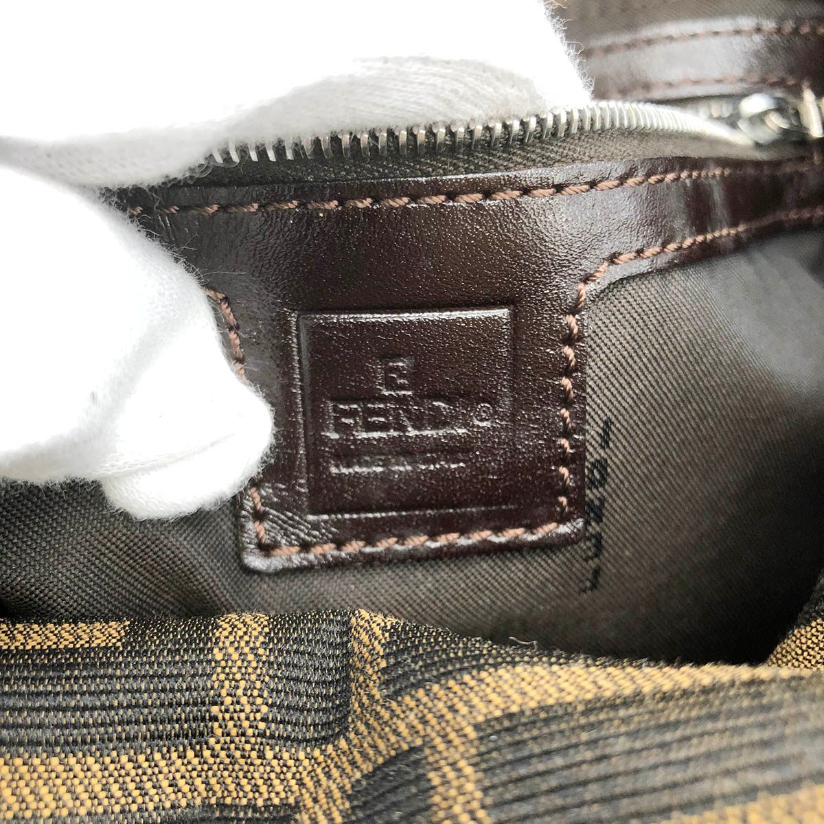Fendi Mamma Bucket Shoulder Bag in Brown Nylon Canvas with Silver Hardware