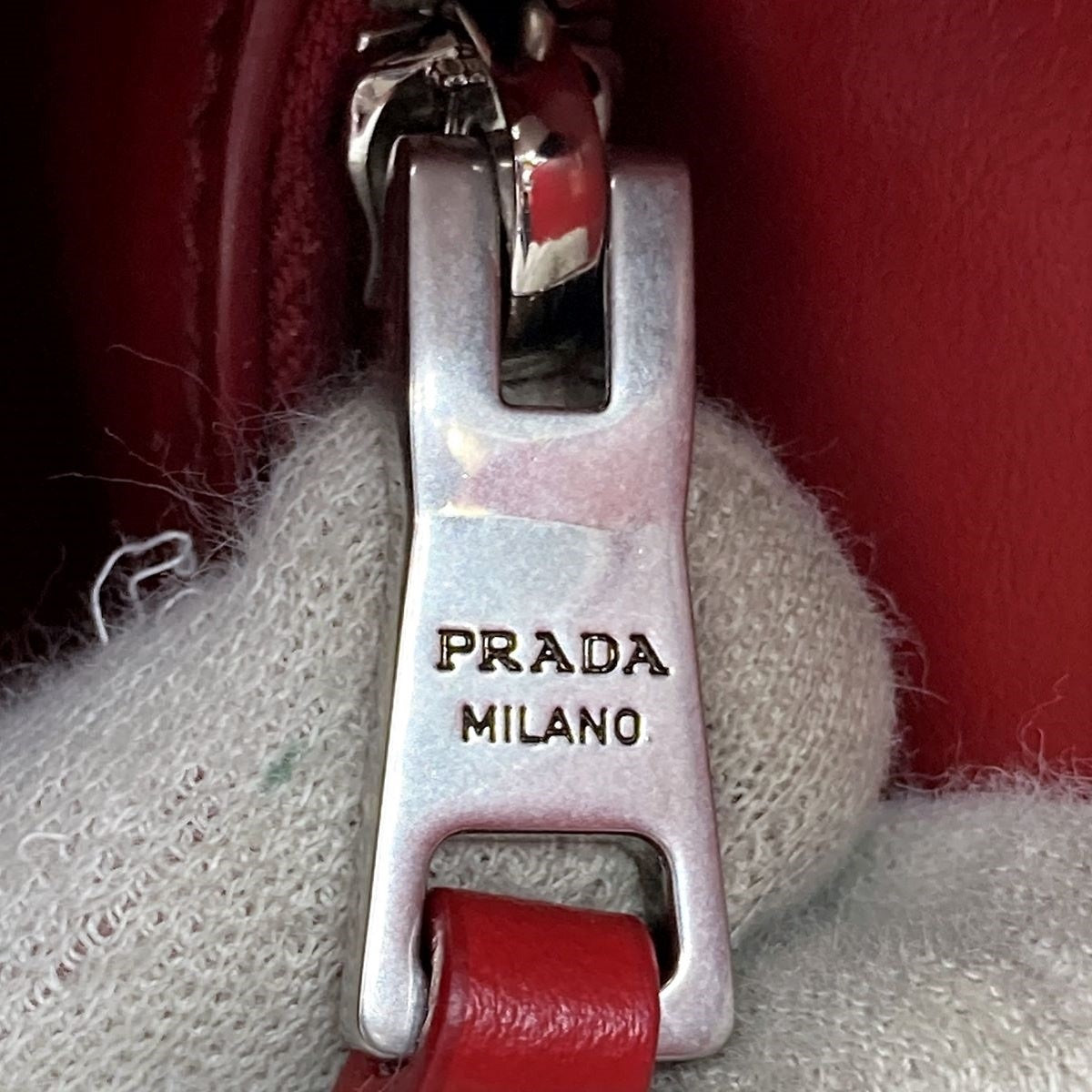 Prada Diagram Chain Shoulder Bag in Red Leather with Mini Pouch (Mirror)