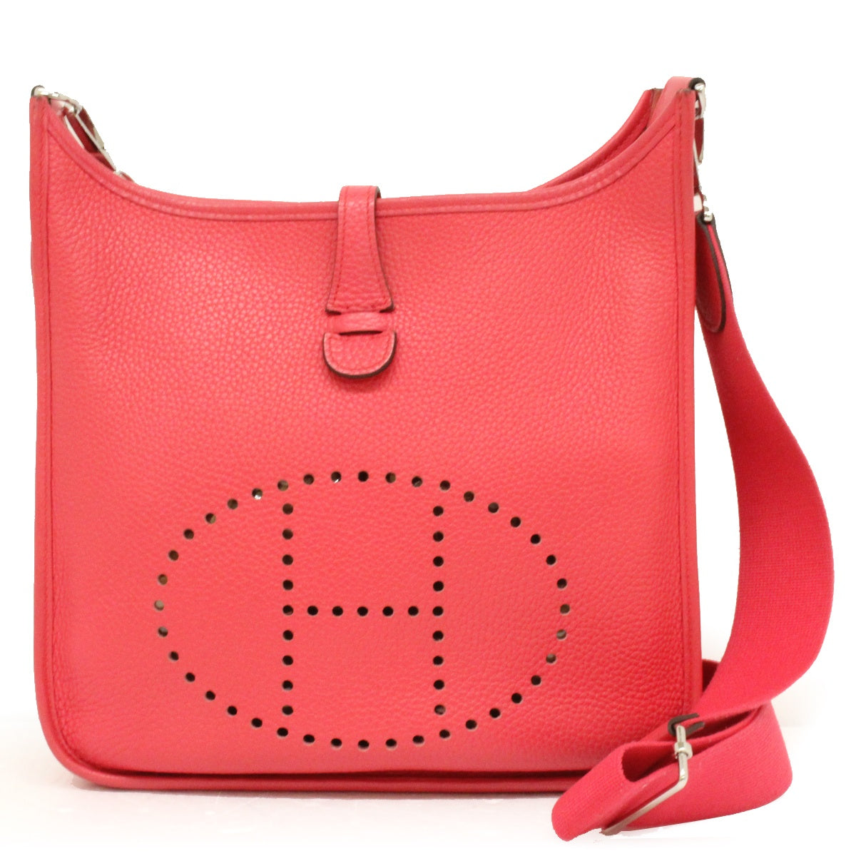 Hermès Evelyne 3 PM 56277CK Shoulder Bag in Taurillon Clemence Rose Extreme (Pink) with D Stamp, Leather Crossbody Bag for Women