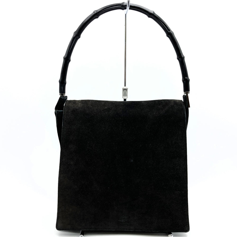 Gucci handbag shoulder bag one shoulder bamboo suede black