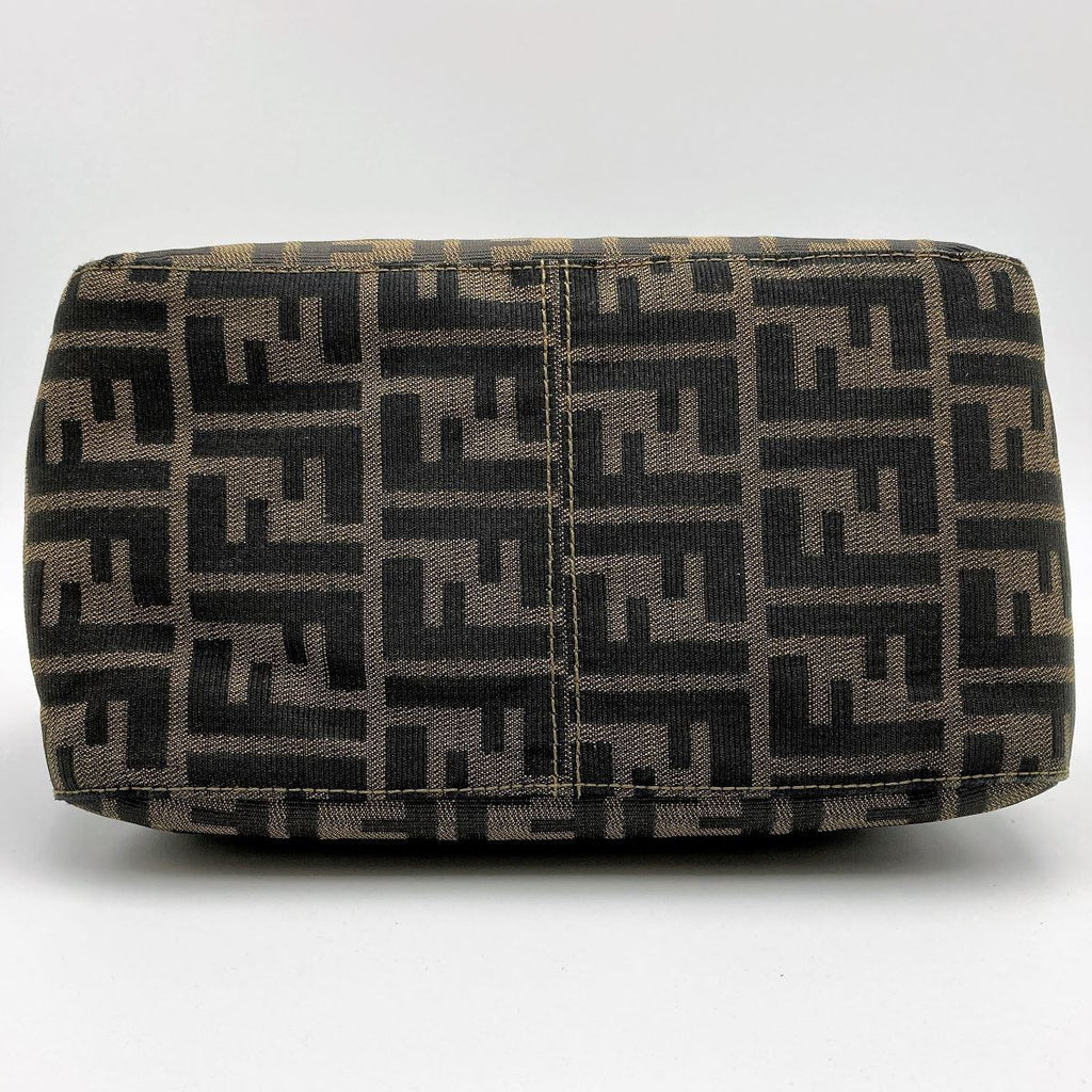 Fendi Mamma Bucket handbag in brown nylon Zucca with gold hardware