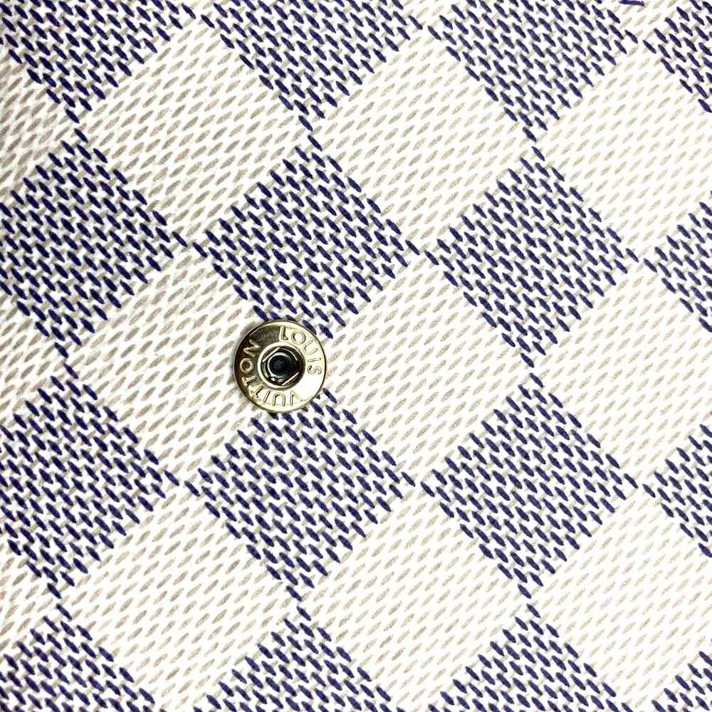 Louis Vuitton Portefeuille Sarah N45296, a cute bifold long wallet with flower studs, made of Damier Azur canvas in beige/pink.