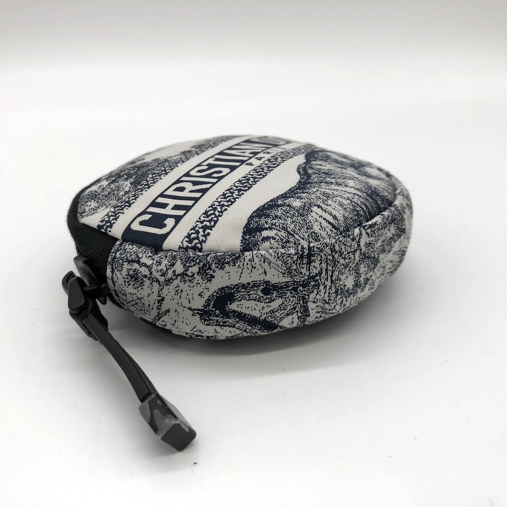 Christian Dior coin case in white/blue with tiger print on fabric