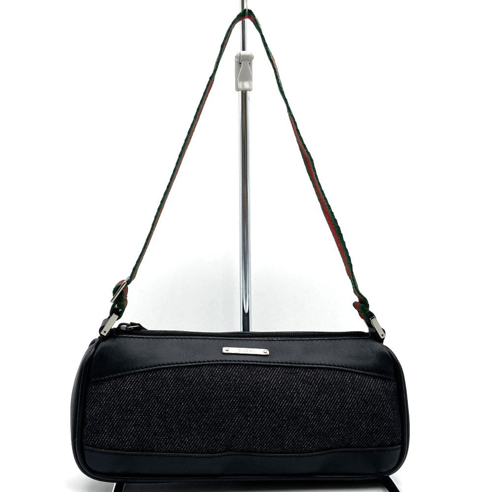 Gucci 92820 Pouch Handbag Black Canvas Sherry Line Brand Name