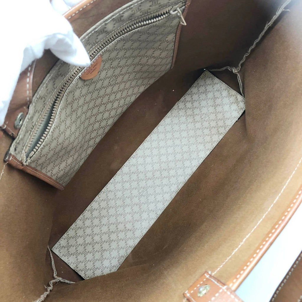 Celine M10 Tote Bag, Big Tote, Macadam Pattern, PVC, Beige and Brown
