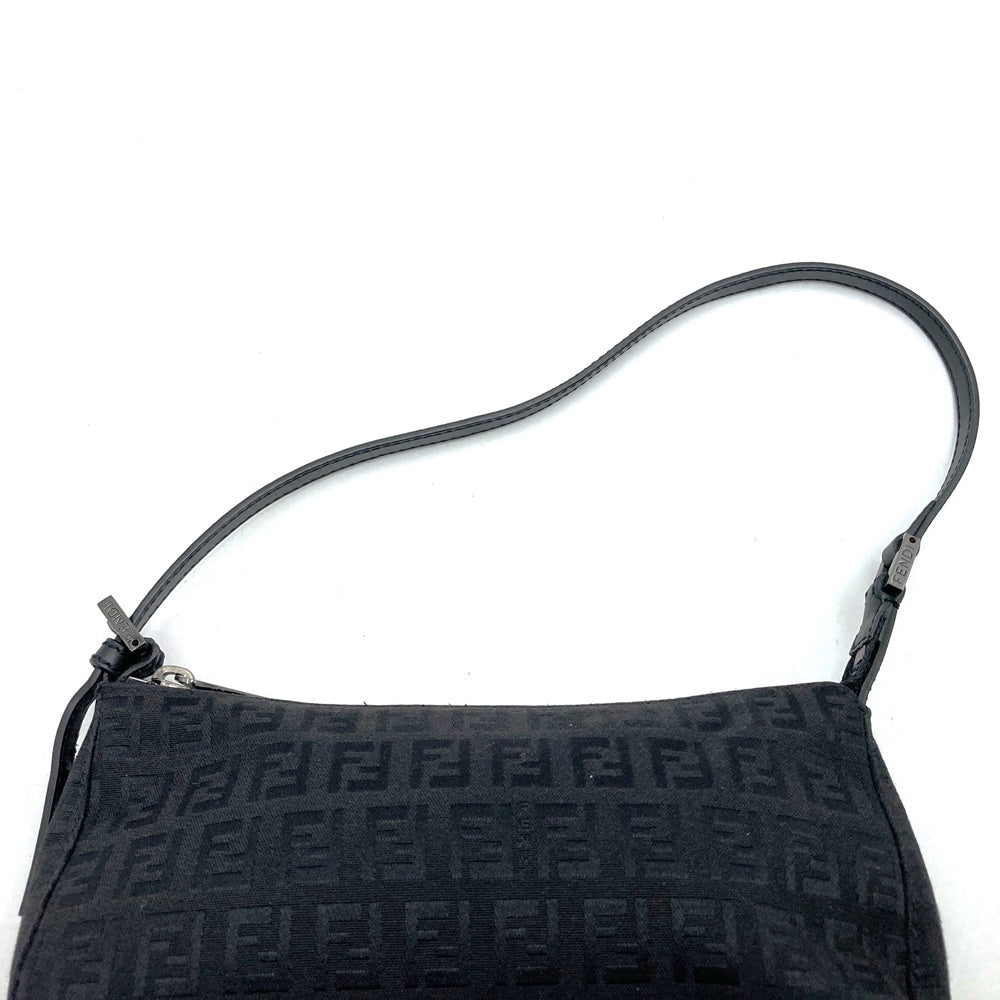 Fendi 8BR249 Zucchino Accessory Pouch Mini Bag in Canvas and Leather, Black
