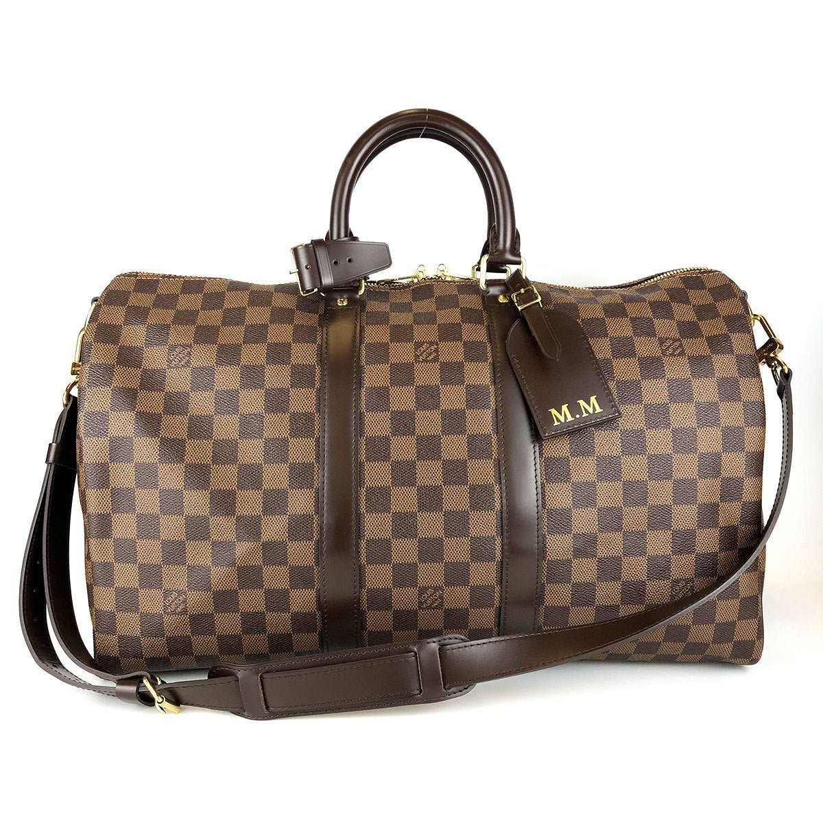 Louis Vuitton Keepall Bandouliere 45 N41428 Boston/Shoulder Bag, 2-Way, Damier Canvas/Leather, Damier Ebene Brown, Travel Bag, Unisex, Women's/Men's