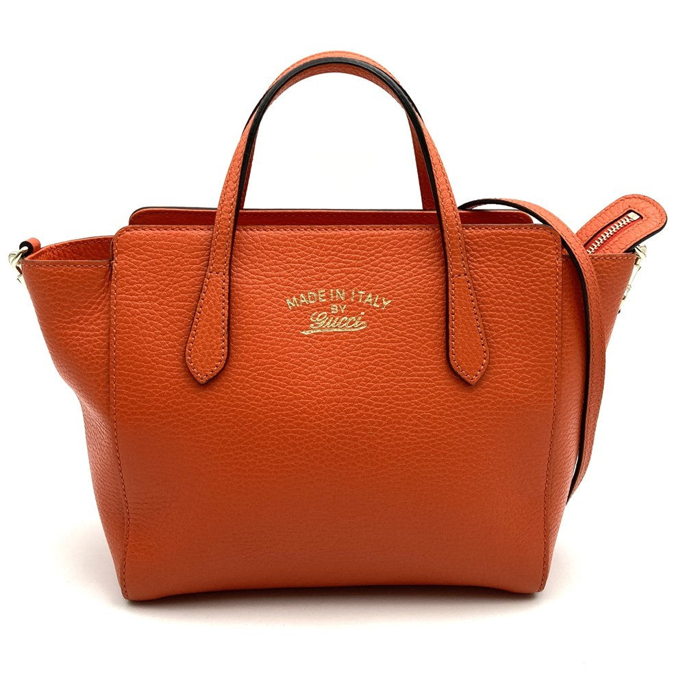 Gucci 368827 Swing Small Handbag/Shoulder Bag 2-Way Orange Leather