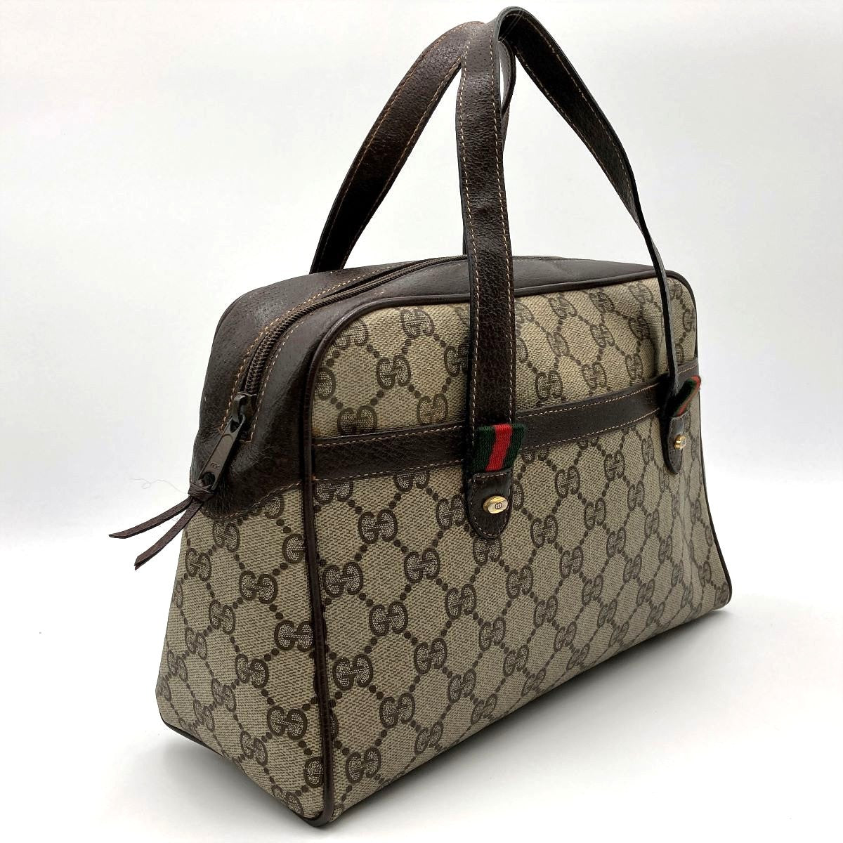 Gucci 39 02 053 GG Supreme Sherry Line Handbag in Brown PVC