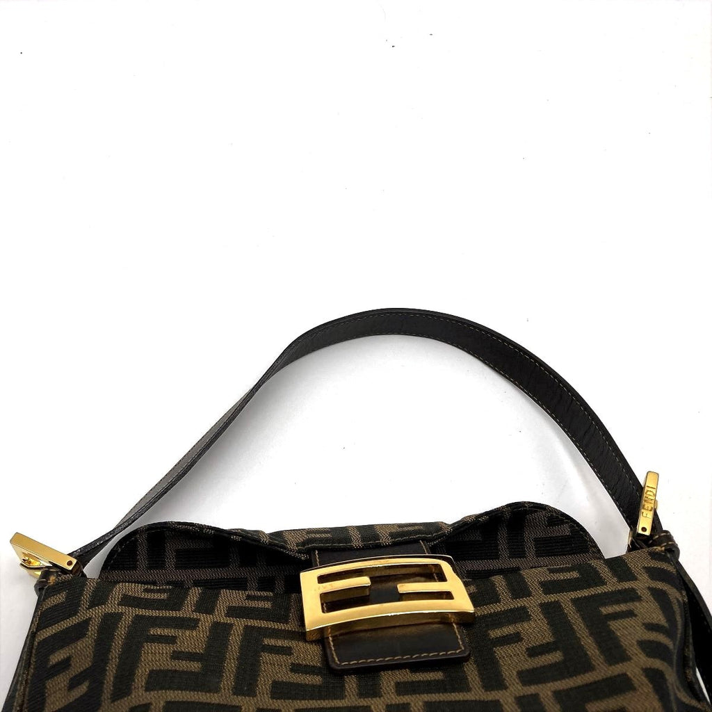 Fendi Mamma Bucket handbag in brown nylon Zucca with gold hardware