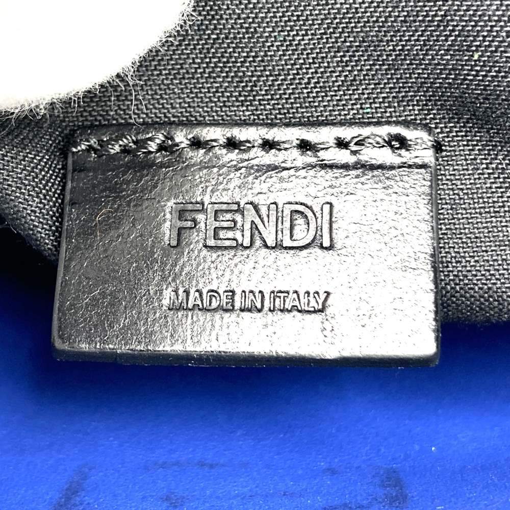 Fendi 7VA350 Vocabulary Clutch Bag THINK Second Bag Pouch Blue Leather