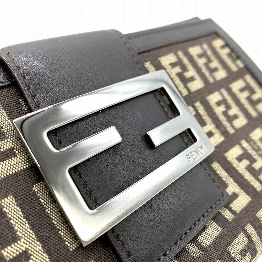 Fendi Zucchino 8M0032 Long Wallet in FF Pattern Canvas, Dark Brown