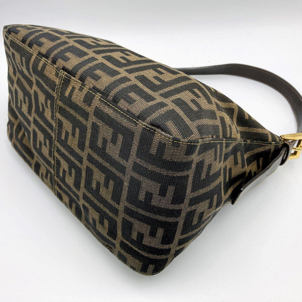 Fendi Mamma Bucket handbag in brown nylon Zucca with gold hardware
