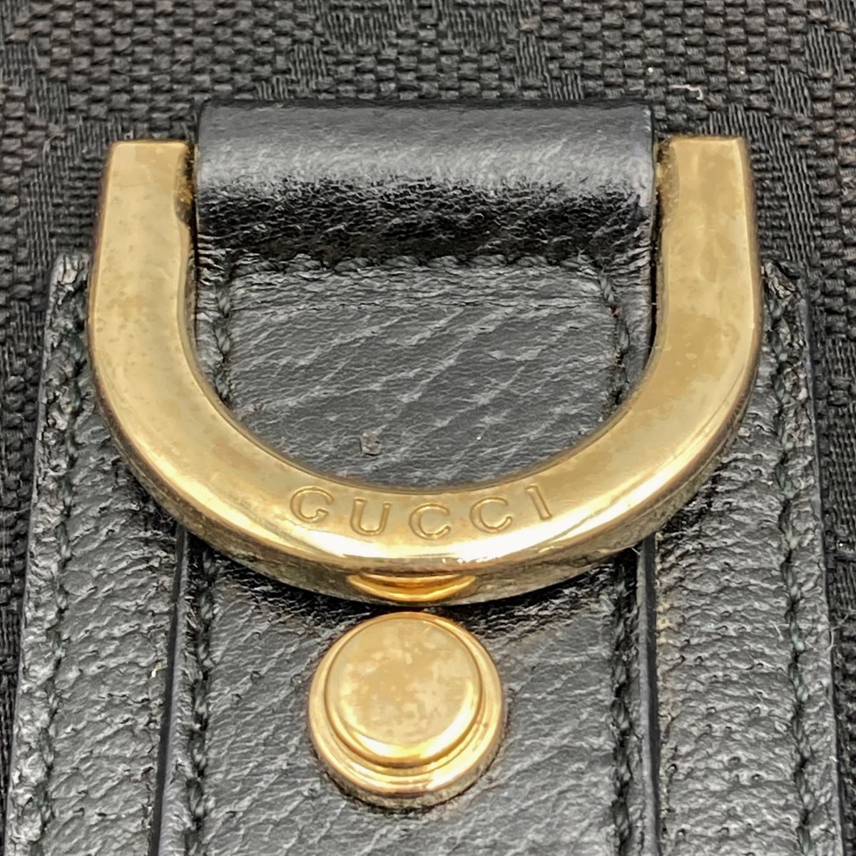 Gucci 131326 Crossbody Shoulder Bag, GG Canvas and Leather, Abbey Line, Thin, Square, Black