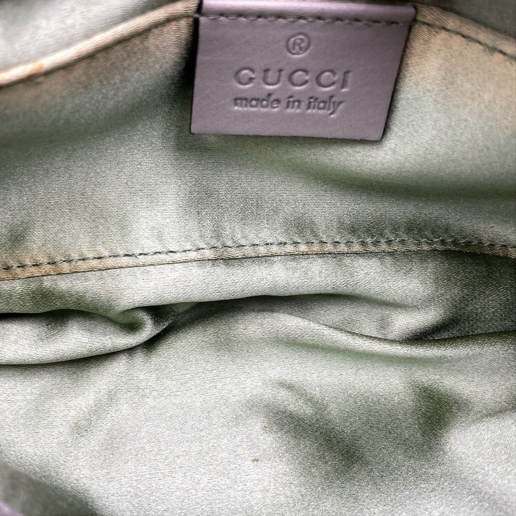 Gucci 208710 Hysteria Handbag in Gold Chain and Green Suede
