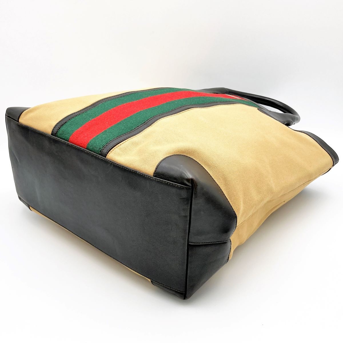 Gucci 002 1121 Tote Bag Canvas Leather Sherry Line Brown