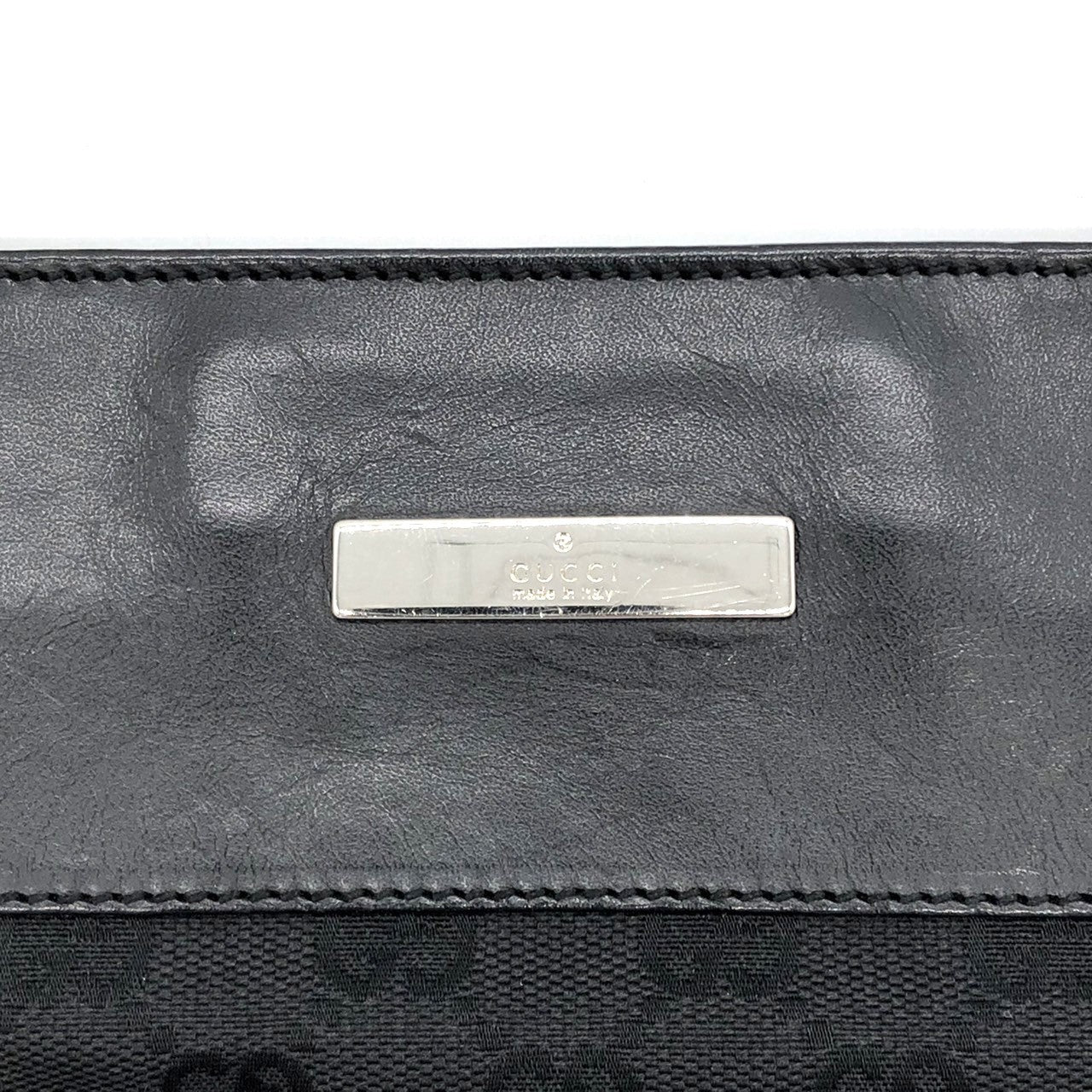 Gucci 27639 Slim Shoulder Bag, Crossbody, Black GG Canvas/Leather