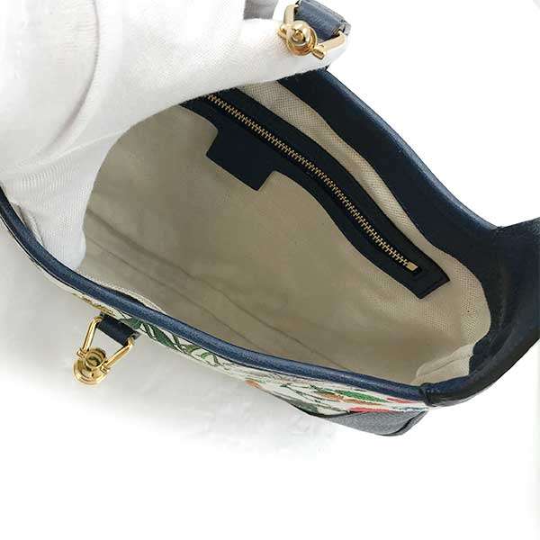 Gucci New Jackie Flora 550152 Shoulder Bag, One-Handle Canvas, Navy, Floral Print