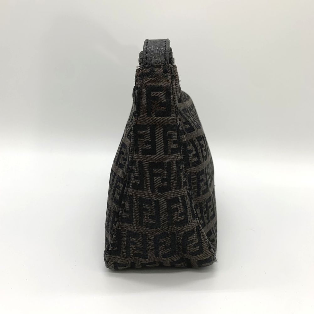 Fendi Zucchino Mini Bag Handbag Canvas Leather Brown Black