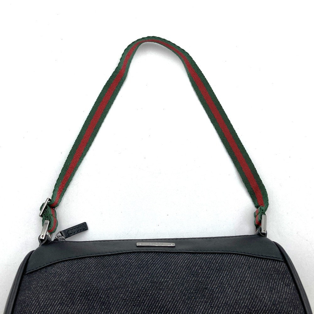 Gucci 92820 Pouch Handbag Black Canvas Sherry Line Brand Name