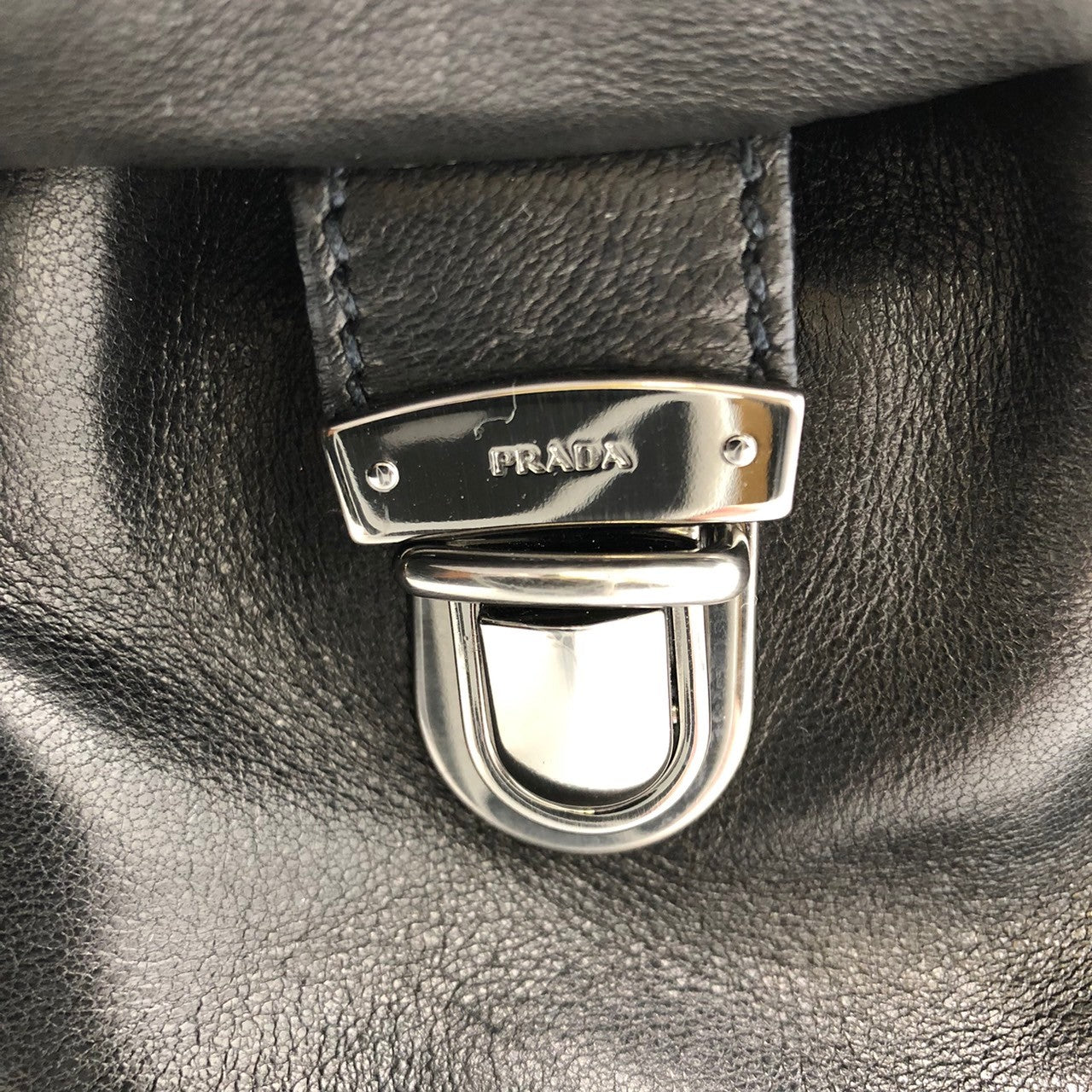 Prada handbag shoulder bag black leather brand item