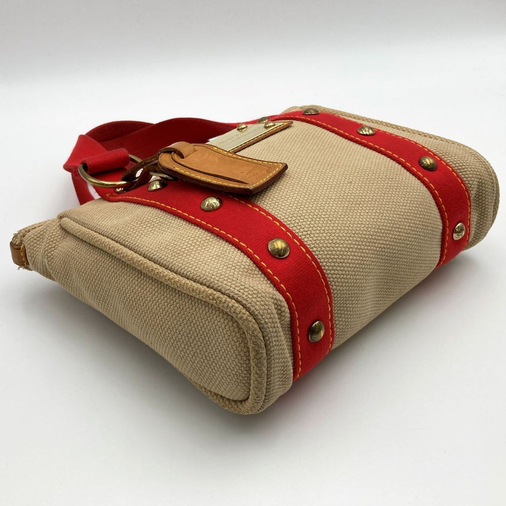 Louis Vuitton M40038 Antigua Cabas PM Handbag Canvas Beige x Red