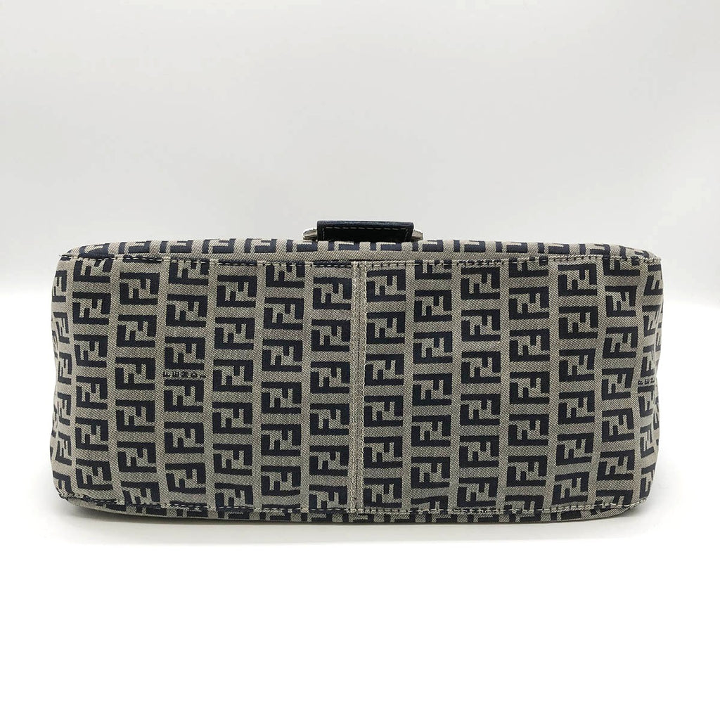Fendi Zucchino Mamma Bucket Canvas Shoulder Bag in Navy