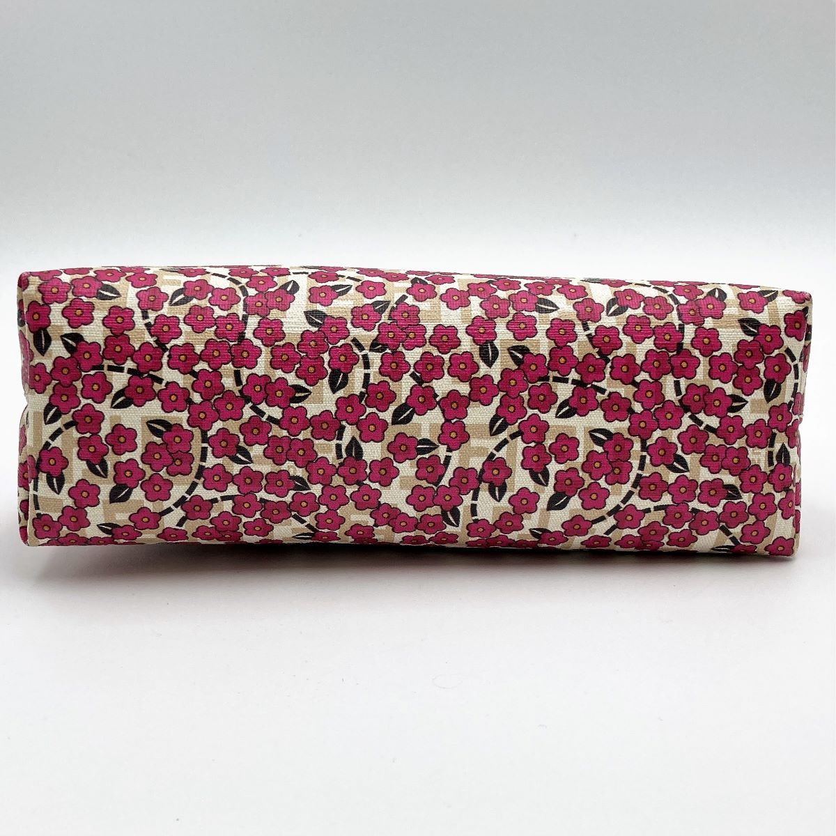Rare /// Fendi 7N0038 Makeup Pouch Zucchino Floral Print Beige Pink