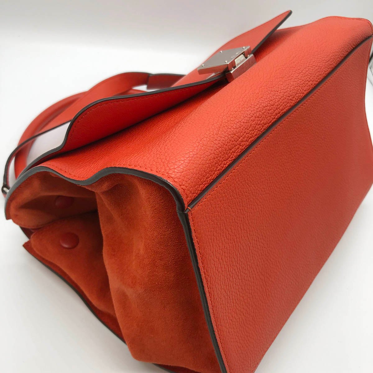 Celine Trapeze Medium 2-Way Handbag/Shoulder Bag Leather Red/Orange