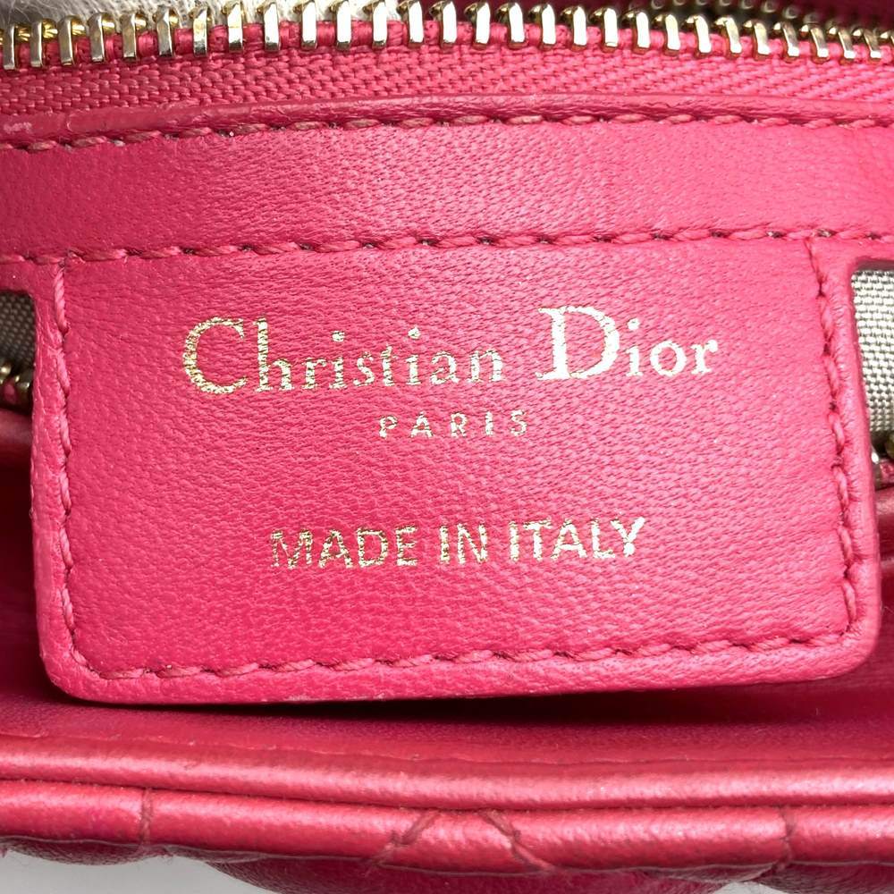 Dior Lady Dior Medium 2-Way Shoulder Bag/Handbag in Pink Leather with Gold Hardware