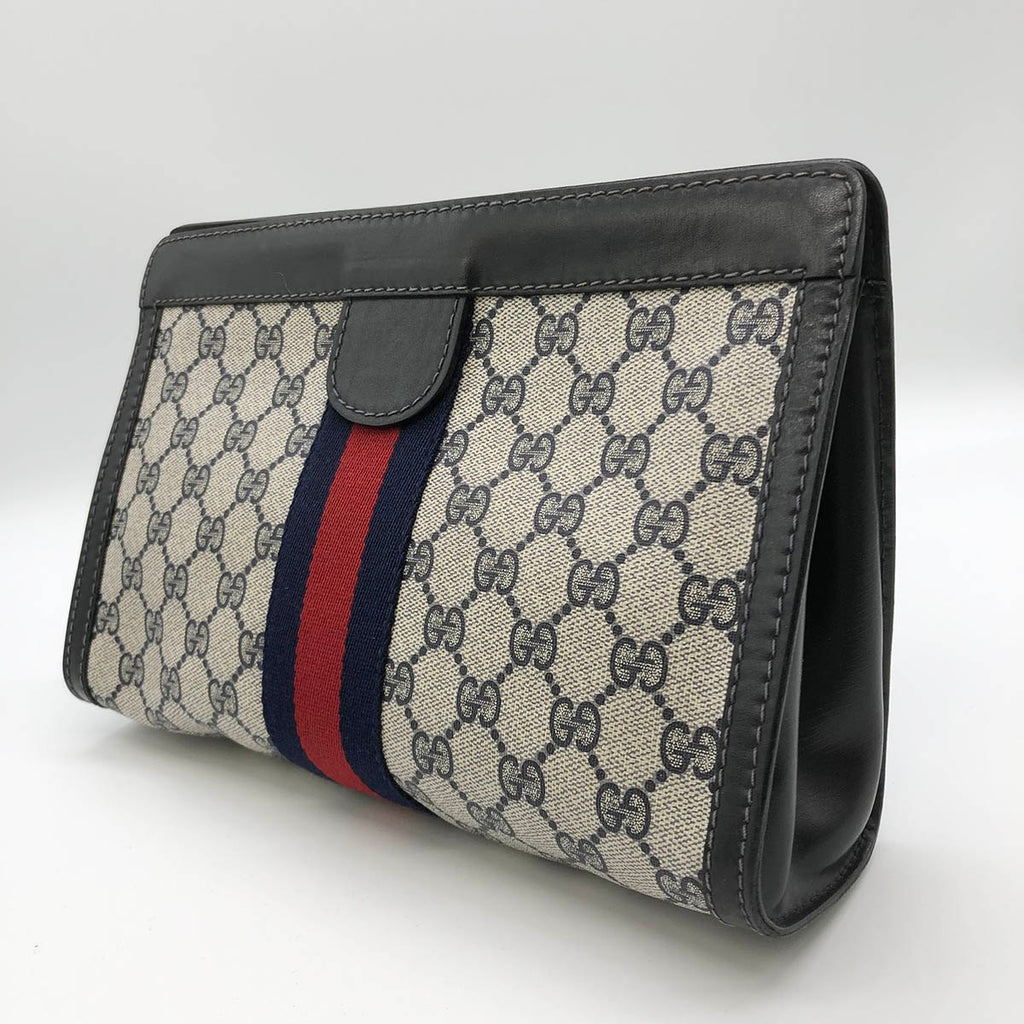 Gucci Perfume 38 Second Bag Clutch Bag Sherry Line GG Supreme Black