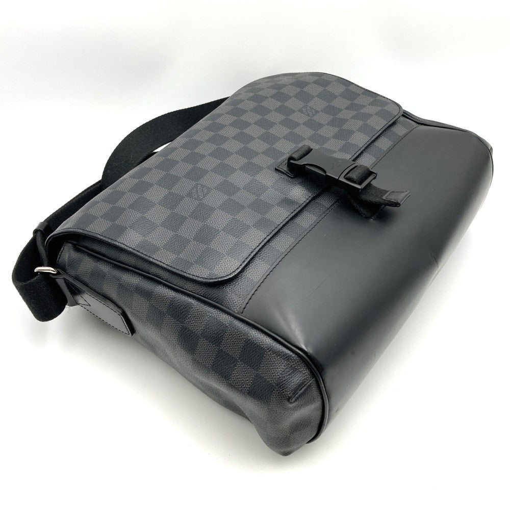Louis Vuitton N41458 Messenger MM A4 Size Crossbody Shoulder Bag in Black Damier Graphite PVC and Leather