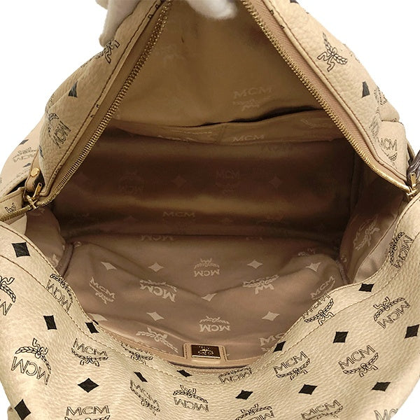 MCM Backpack/Daypack Bag in Visetos Studded Leather Beige for Women, Perfect for School