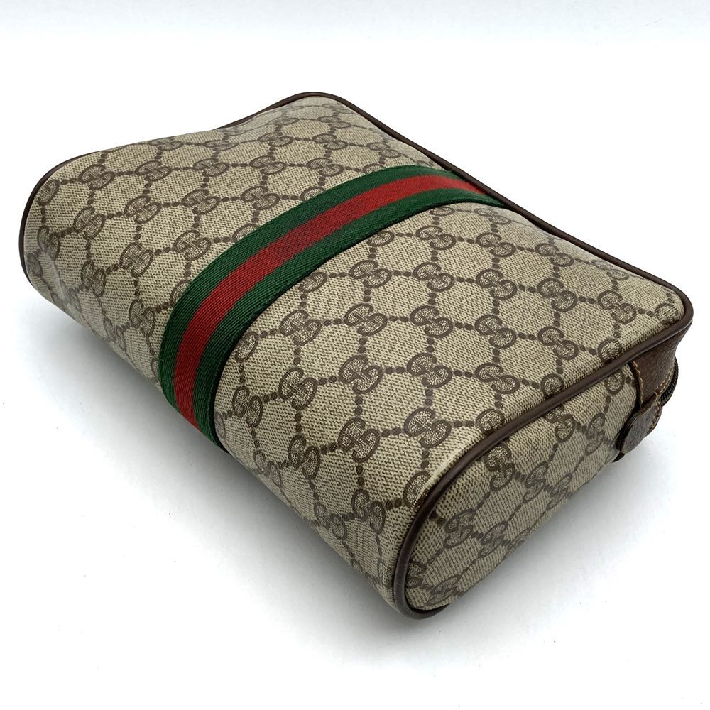 Old Gucci 156 01 012 Clutch Bag/Second Bag Sherry Line GG Supreme Canvas Beige