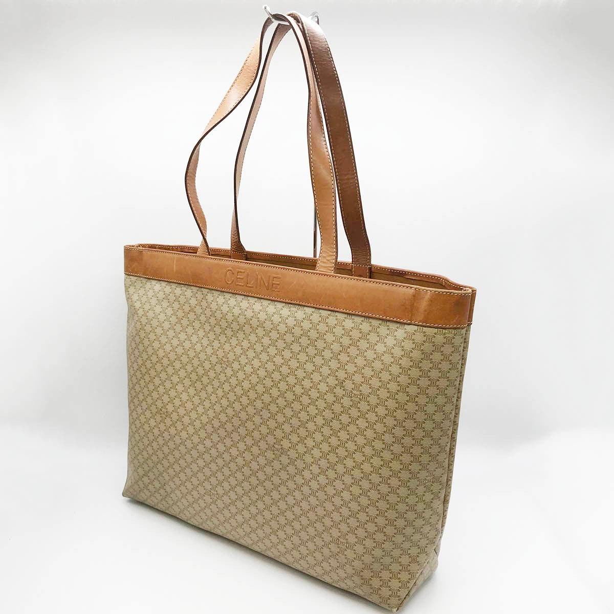 Celine M10 Tote Bag, Big Tote, Macadam Pattern, PVC, Beige and Brown