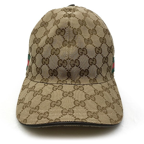 Gucci GG Canvas Baseball Cap, Sherry Line, Brown, Size L, 200035, Unisex, Men's and Women's