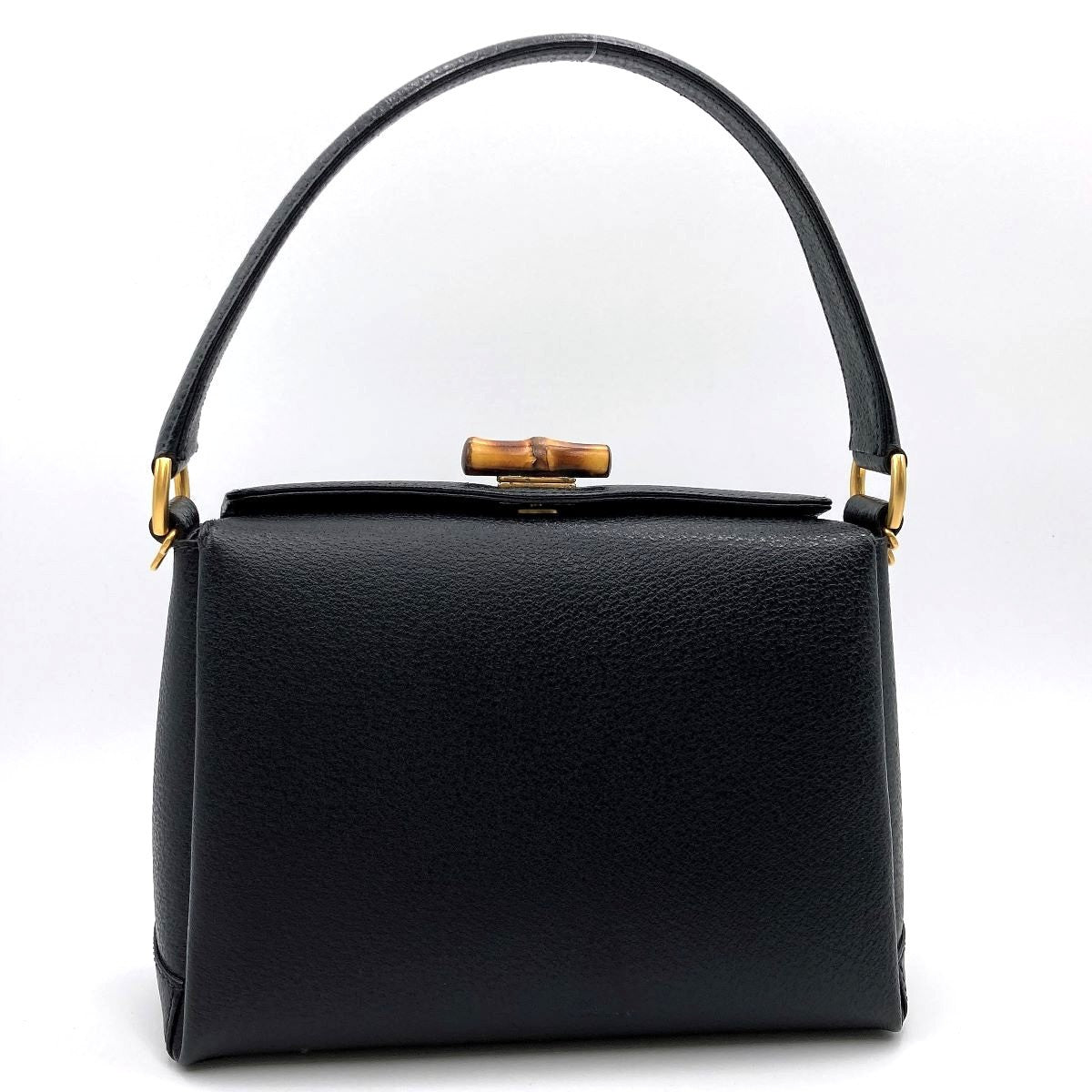 Gucci 000 2046 Bamboo Turnlock Handbag in Old Gucci Leather and Black