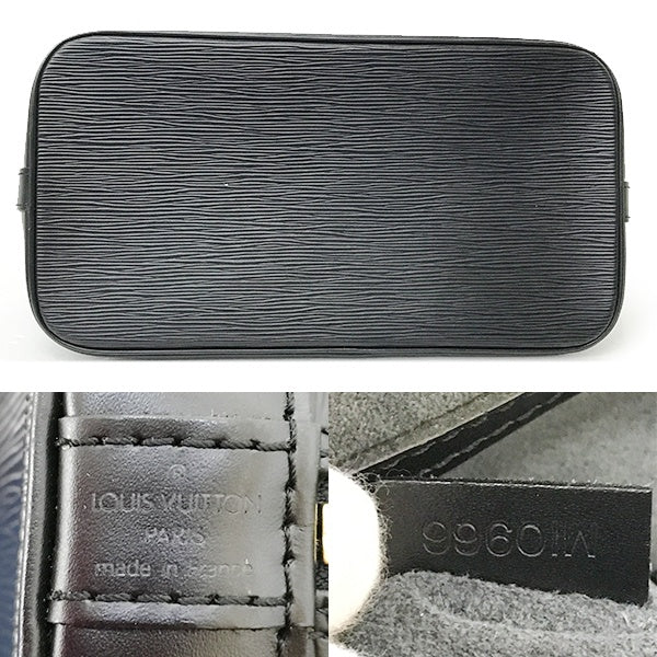 Louis Vuitton M52142 Alma Epi Handbag Mini Boston Bag in Noir Black Epi Leather for Women