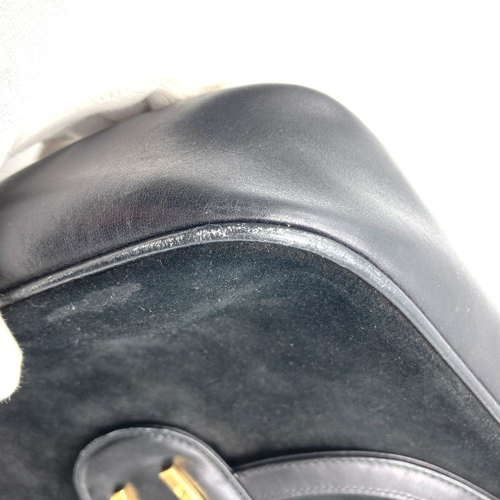 Vintage Gucci Horseshoe Shoulder Bag in Black Suede/Leather. High-End Brand.