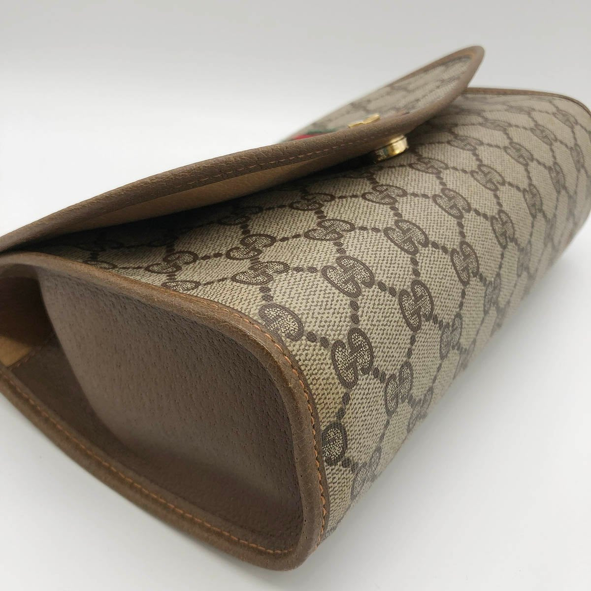 Gucci 89 01 030 clutch bag, old Gucci Sherry line, GG Supreme, brown