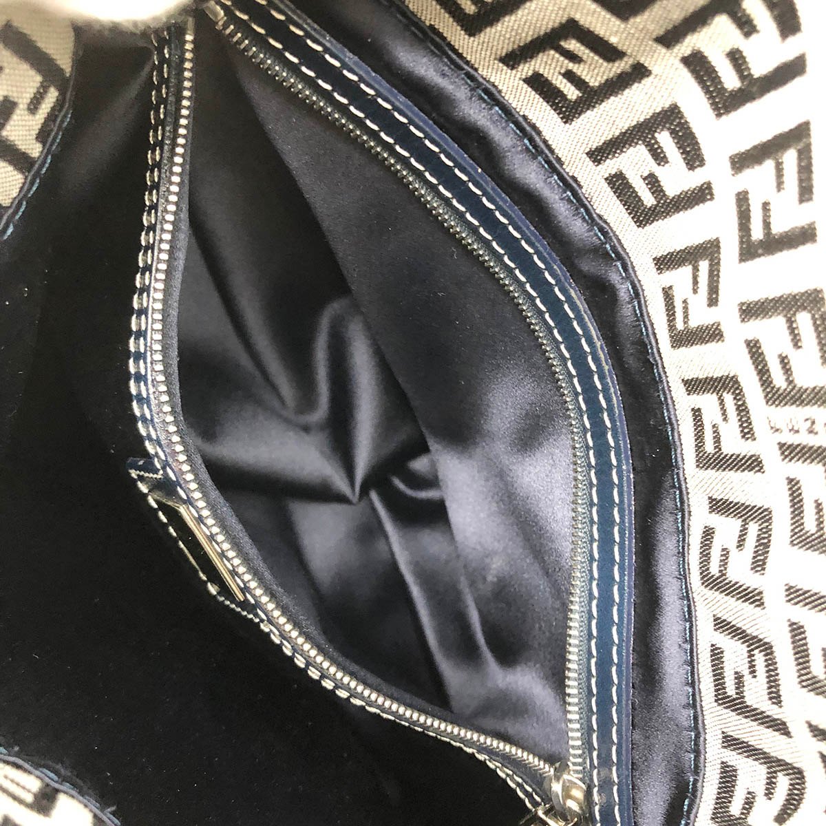 Fendi Zucchino Mamma Bucket Canvas Shoulder Bag in Navy