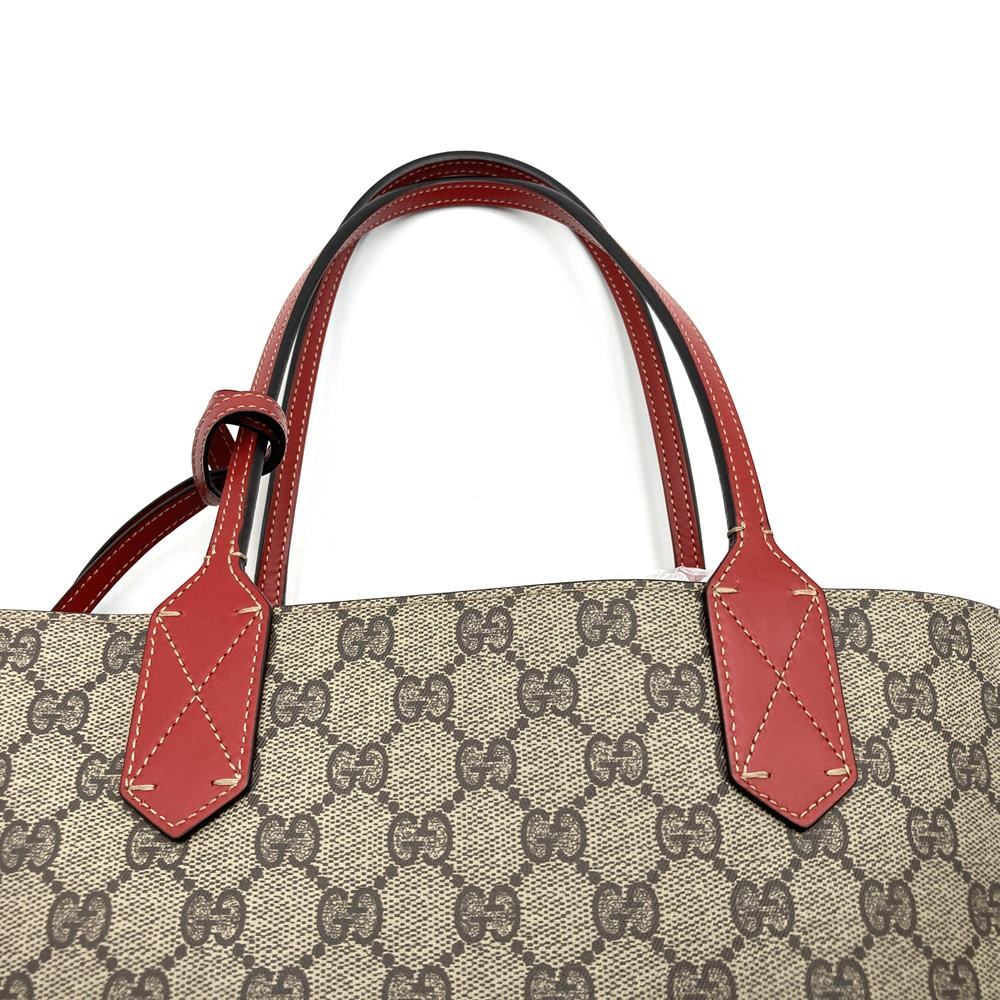 Gucci 372613 Reversible Tote Bag in Red, Brown, PVC and Leather