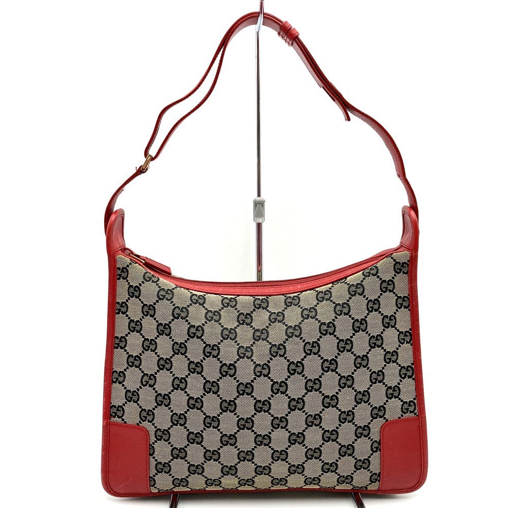 Gucci 001 4205 Shoulder Bag Brown/Red Brown/GG Canvas/Leather Brand Item Used