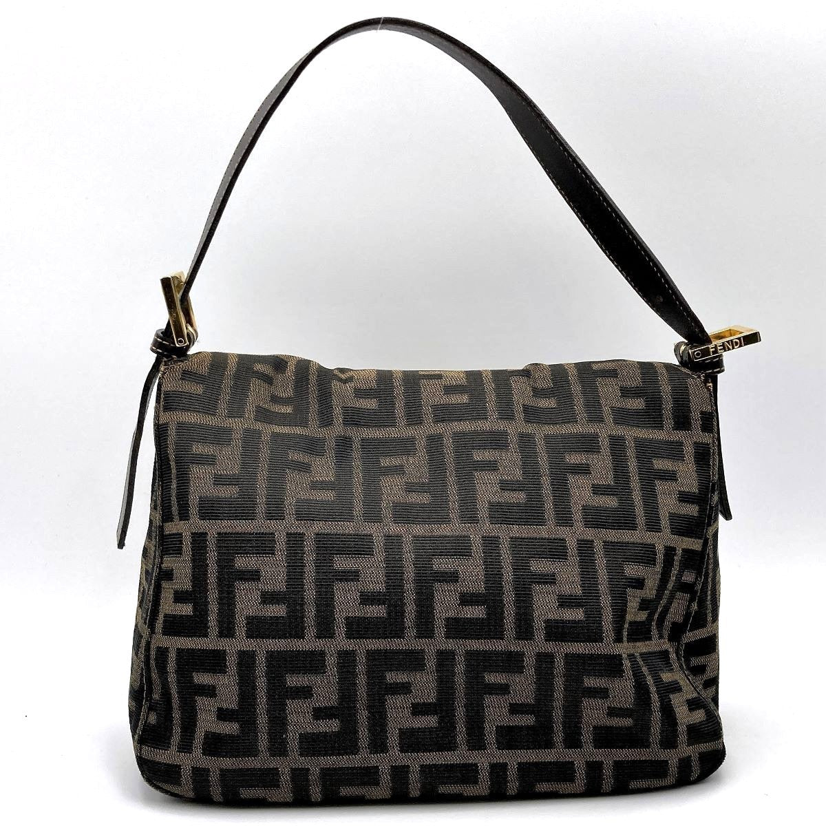 Fendi Mamma Bucket handbag in brown nylon Zucca with gold hardware