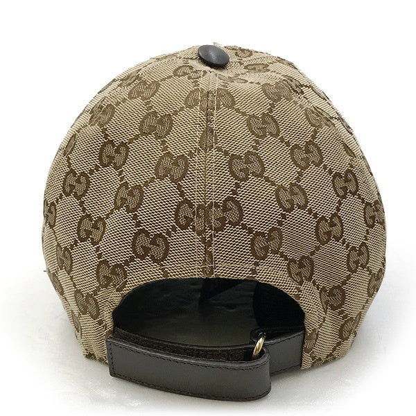 Gucci GG Canvas Baseball Cap, Sherry Line, Brown, Size L, 200035, Unisex, Men's and Women's