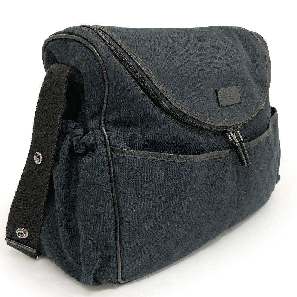 Gucci Mother's Bag, Shoulder Bag, Mom Bag, Black GG Canvas, Stylish, Convenient Pocket, Brand Name 123326